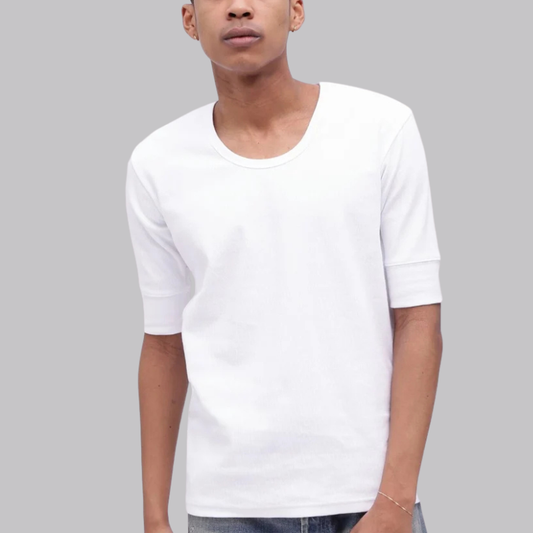 AVIREX DAILY HALF SLEEVE U-NECK T-SHIRT  "WHITE" 7834934024-030