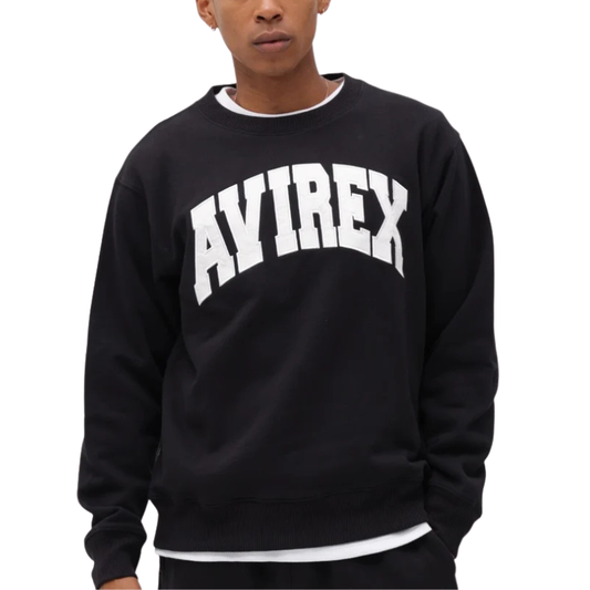 AVIREX DAILY CREW NECK L/S SWEAT LOGO  "BLACK" 7833932003-010