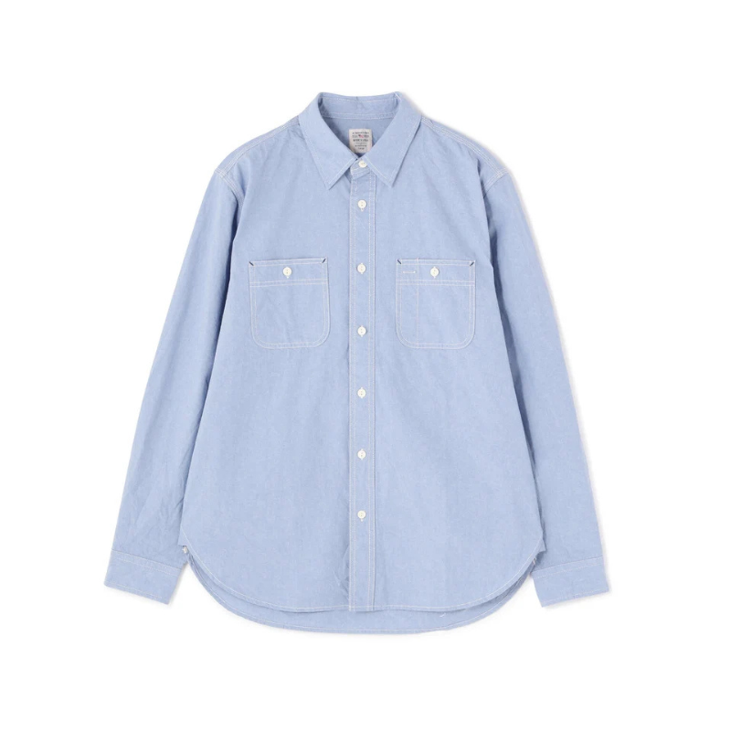 AVIREX DAILY BASIC CHAMBRAY LONG SLEEVE SHIRT  "BLUE" 7833920003-110