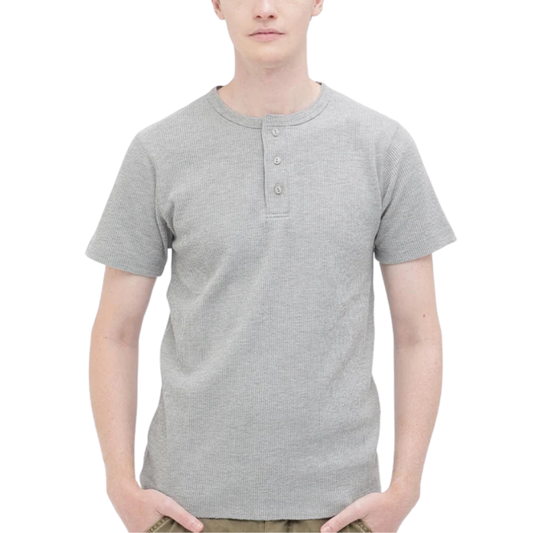 AVIREX DAILY THERMAL HENLEY NECK T-SHIRT  "GRAY" 7836934018-020