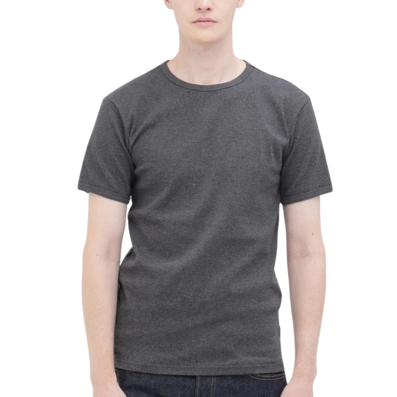 AVIREX DAILY RIB S/S CREW NECK T-SHIRT  "CHARCOAL" 7835934006-410
