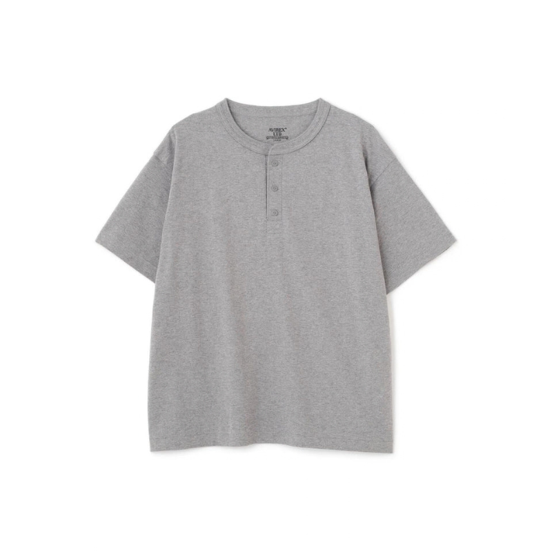 AVIREX HENLEY NECK PACK T-SHIRT "GRAY" 7835934019-020