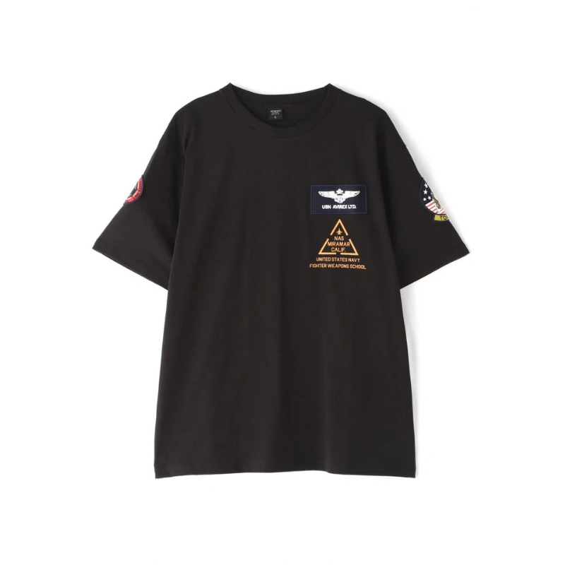 AVIREX TOP GUN PATCH & PRINT T-SHIRT "BLACK"  7833934013-010