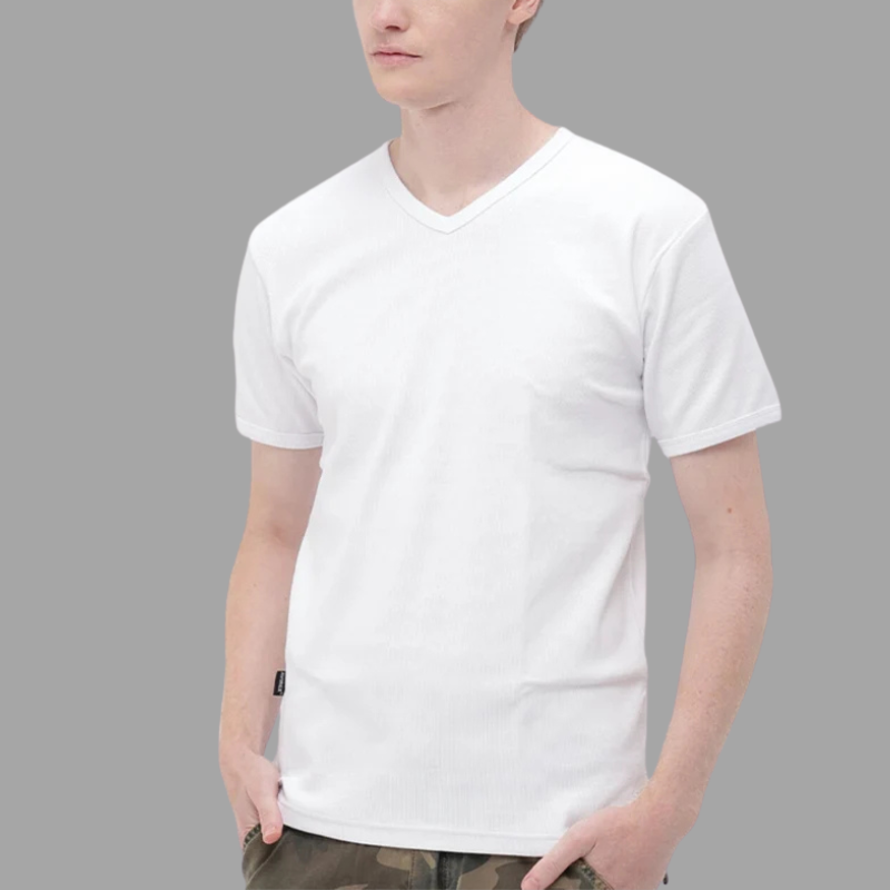 AVIREX DAILY RIB S/S V-NECK T-SHIRT  "WHITE" 7835934005-030