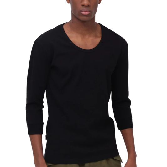 AVIREX DAILY 2/3 SLEEVE U-NECK T-SHIRT  "BLACK" 7835933001-010