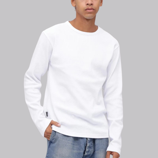 AVIREX DAILY MINI WAFFLE CREW-NECK L/S T-SHIRT  "WHITE" 7834930024-030