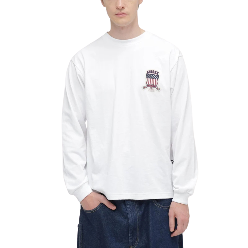 AVIREX SIGNATURE VARSITY LOGO LONGSLEEVE T-SHIRT "WHITE" 7836930006-030