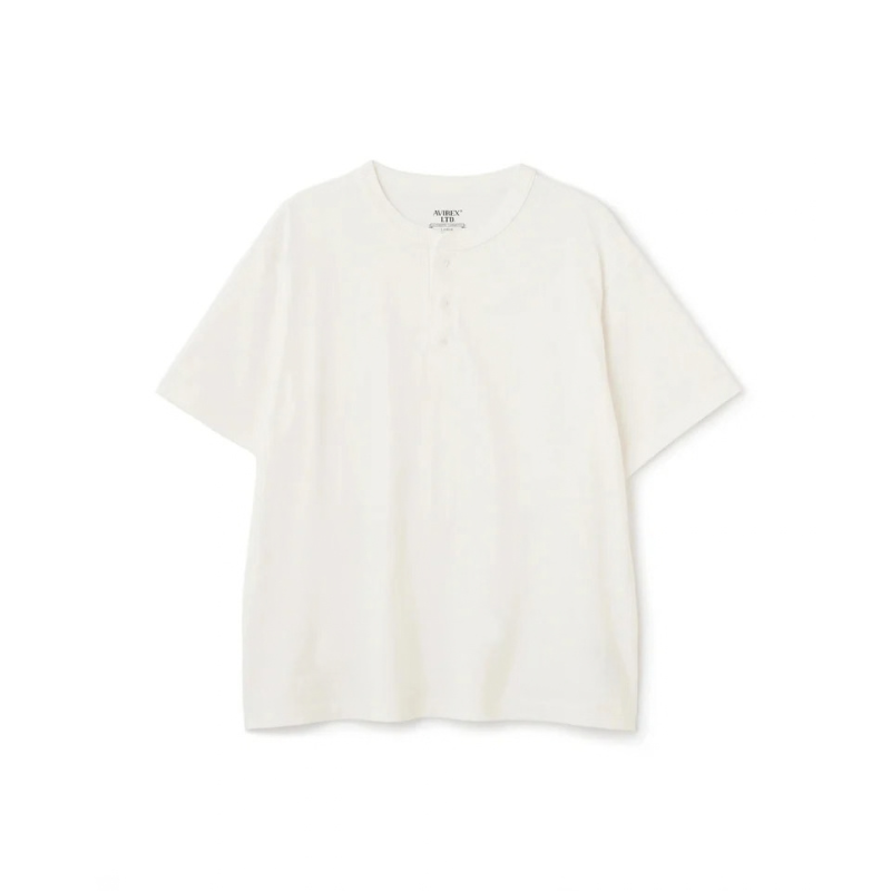 AVIREX HENLEY NECK PACK T-SHIRT "WHITE"  7835934019-030