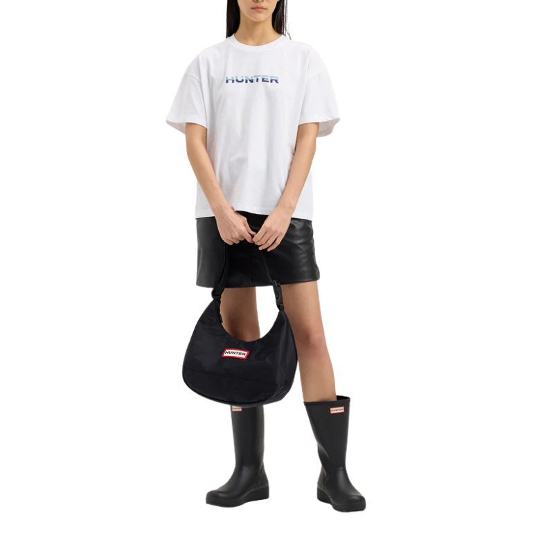 HUNTER NYLON MIDI HOBO "BLACK" UBS3601KBM-BLK
