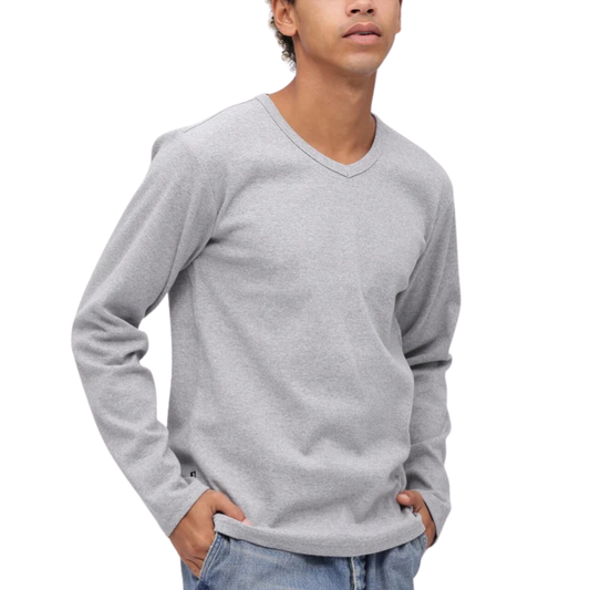 AVIREX DAILY RIB L/S V-NECK T-SHIRT  "GRAY" 7834930018-020