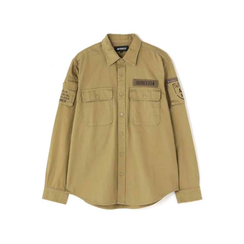 AVIREX BASIC FATIGUE LONG SLEEVE SHIRT  "KHAKI" 7836920002-180
