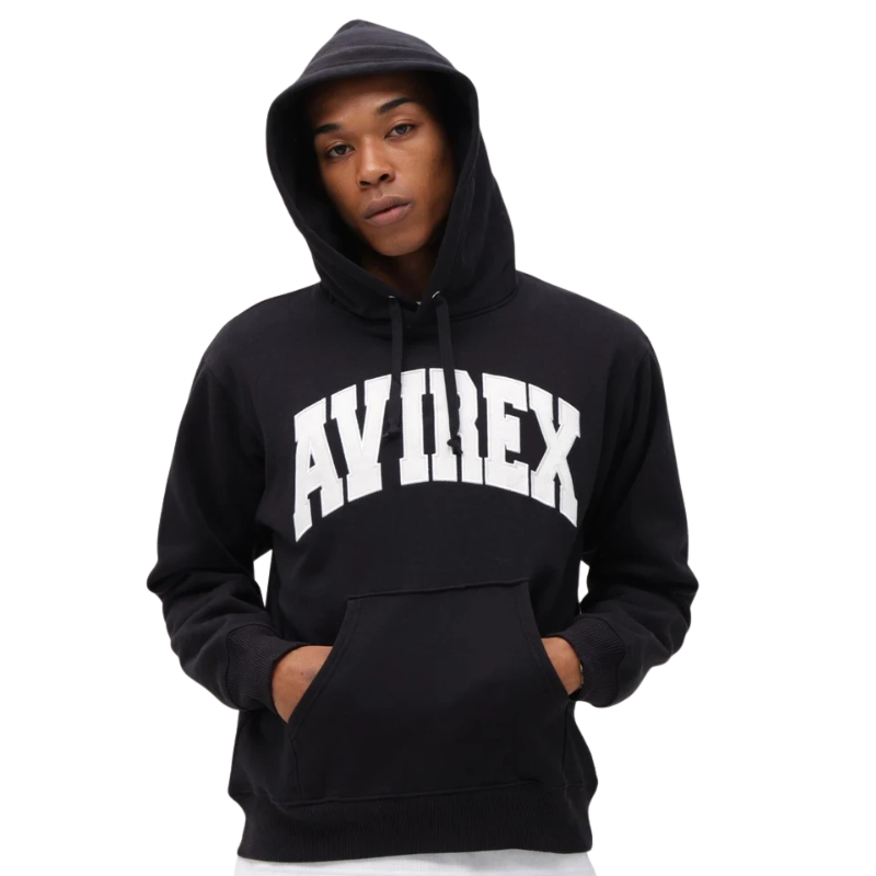 AVIREX DAILY PULLOVER SWEAT PARKA LOGO  "BLACK"7833931006-010