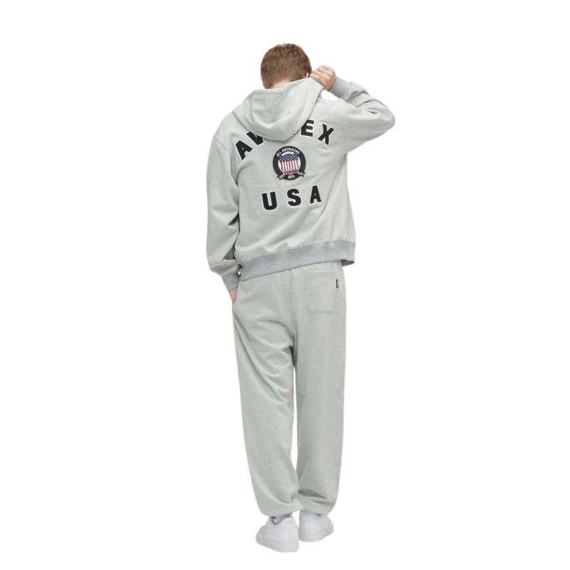 AVIREX Sweat Set Up SIGNATURE VARSITY ZIP UP PARKA × LOGO SWEAT PANTS "GRAY "