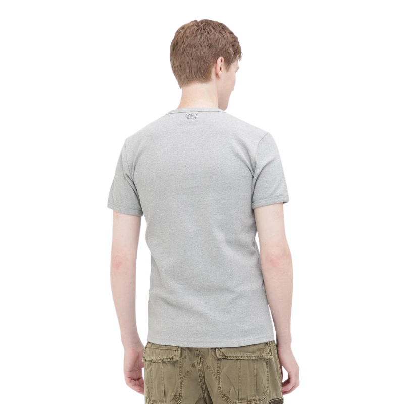 AVIREX DAILY RIB S/S HENLEY NECK T-SHIRT  "GRAY" 7835934007-020