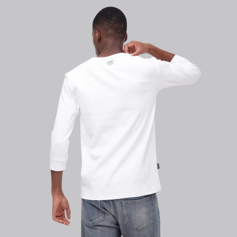 AVIREX DAILY 2/3 SLEEVE U-NECK T-SHIRT  "WHITE" 7835933001-030