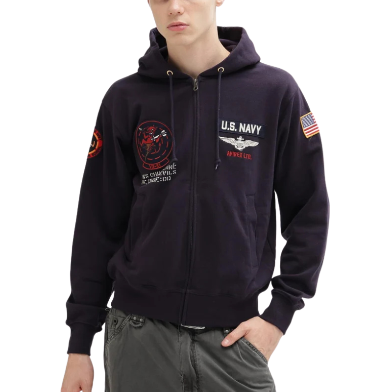 AVIREX LONG SLEEVE ZIP PARKA DUST DEVILS  "NAVY"7836931002-120