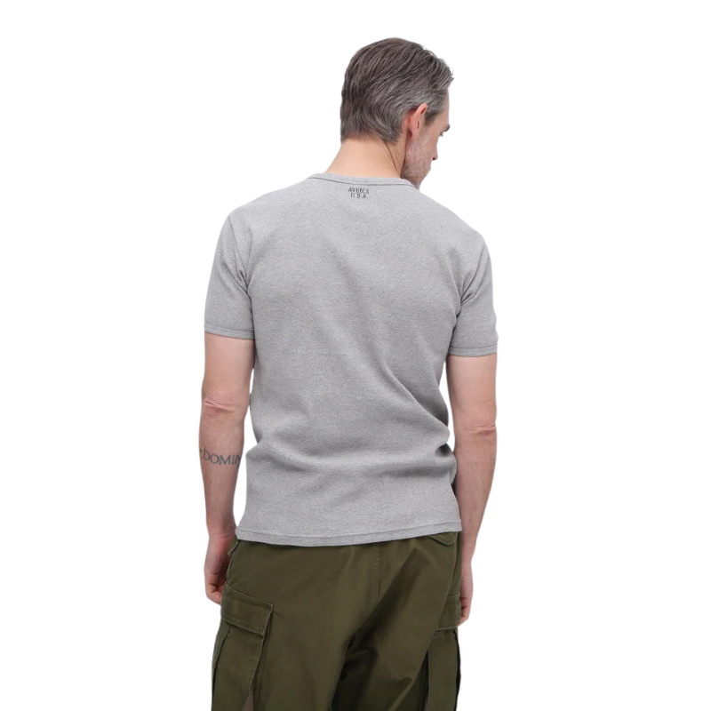 AVIREX DAILY MINI WAFFLE V-NECK S/S T-SHIRT  "GRAY" 7835934008-020