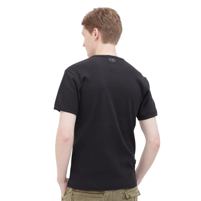 AVIREX DAILY RIB S/S V-NECK T-SHIRT  "BLACK" 7835934005-010