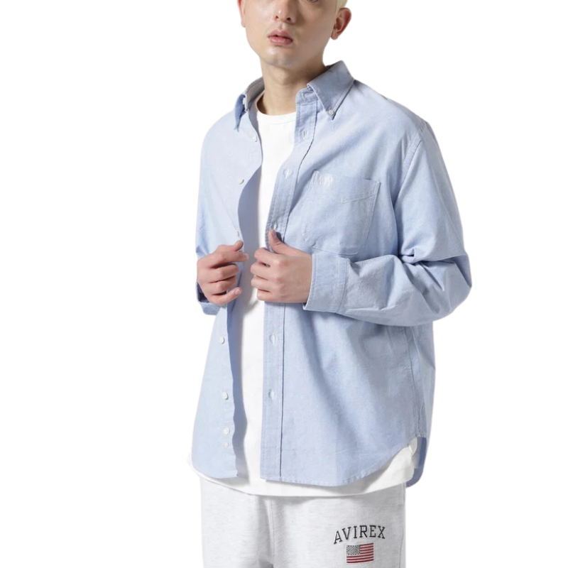 AVIREX DAILY BASIC BASIC OXFORD LONG SLEEVE B.D. SHIRT  "LIGHT BLUE" 7833920004-113