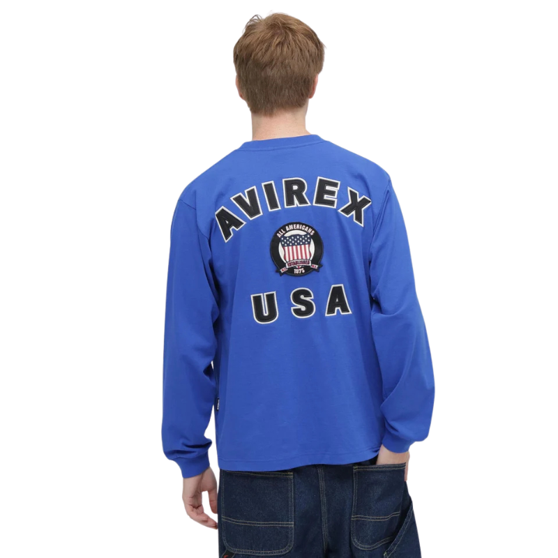 AVIREX SIGNATURE VARSITY LOGO LONGSLEEVE T-SHIRT "BLUE" 7836930006-110