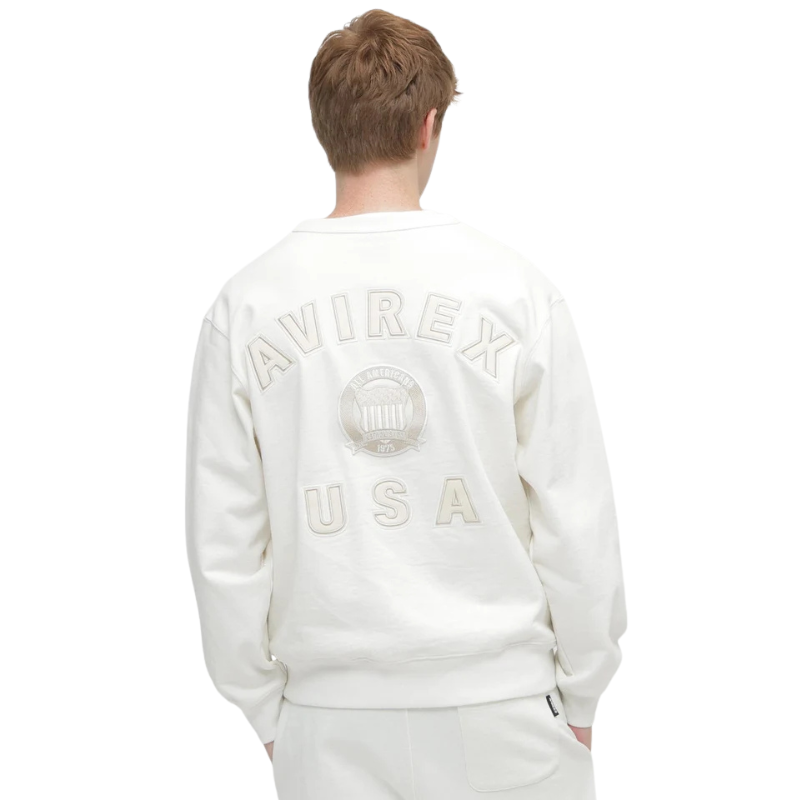 AVIREX SIGNATURE VARSITY LOGO CREWNECK SWEAT "OFF WHITE"  7836932001-033