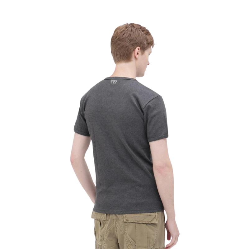 AVIREX DAILY RIB S/S V-NECK T-SHIRT  "CHARCOAL" 7835934005-410