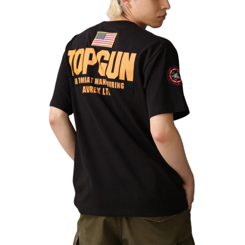 AVIREX TOP GUN PATCH & PRINT T-SHIRT "BLACK"  7833934013-010