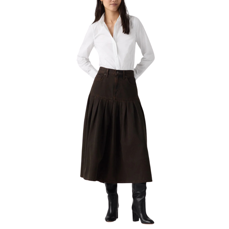 Levi’s YOKED PLEATED SKIRT "BROWN" 0089T-0001