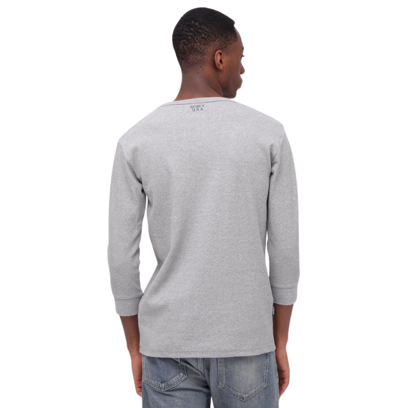 AVIREX DAILY 2/3 SLEEVE U-NECK T-SHIRT  "GRAY" 7835933001-020