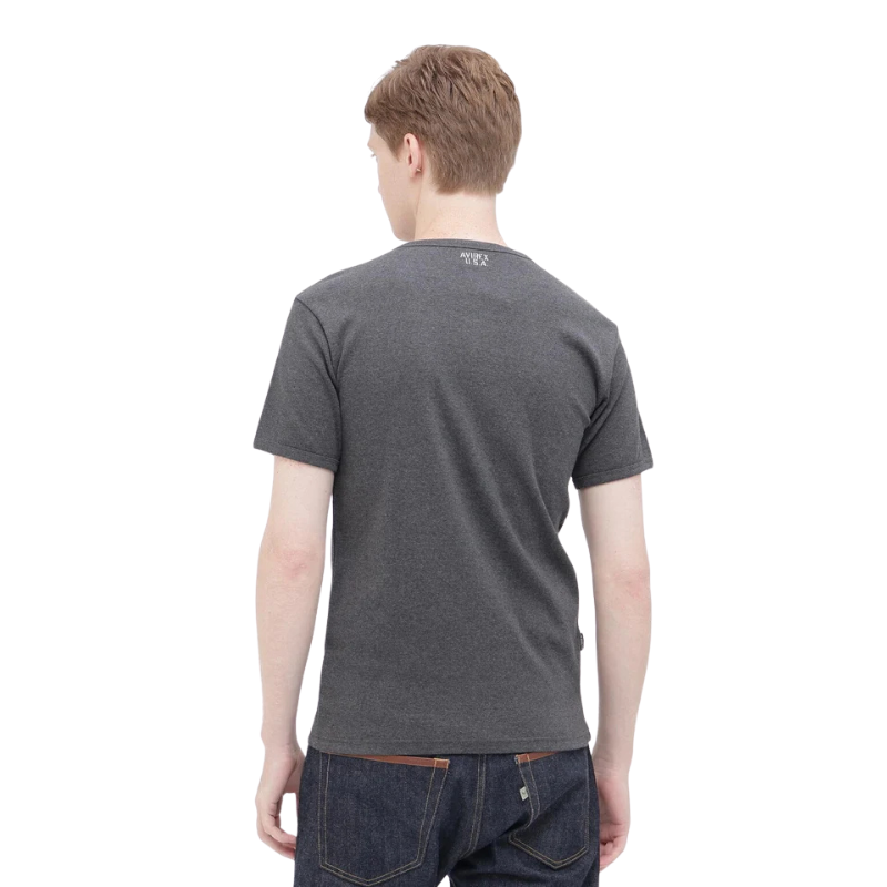 AVIREX DAILY RIB S/S CREW NECK T-SHIRT  "CHARCOAL" 7835934006-410