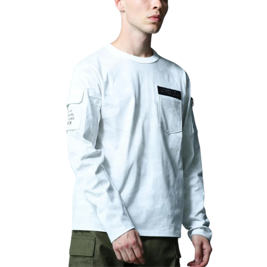 AVIREX FATIGUE CREW NECK L/S T-SHIRT "WHITE CAMO"  7835930016-444