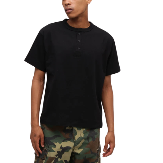 AVIREX HENLEY NECK PACK T-SHIRT "BLACK"  7835934019-010
