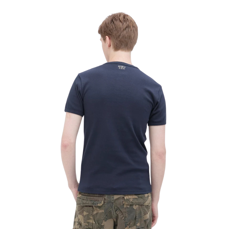 AVIREX DAILY RIB S/S HENLEY NECK T-SHIRT  "ROYAL" 7835934007-440