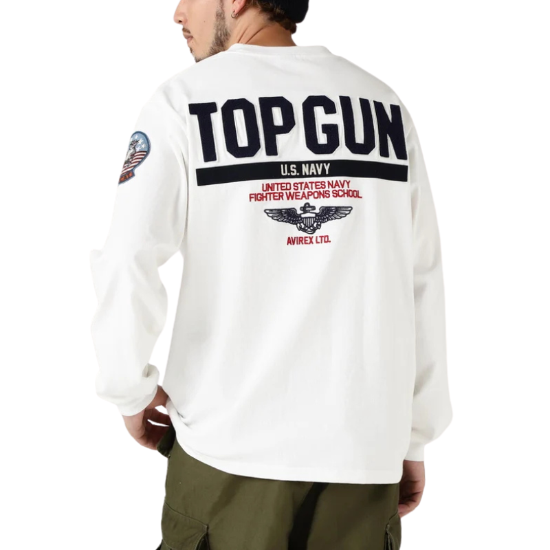 AVIREX LONG SLEEVE T-SHIRT TOPGUN "WHITE"  7833930017-030