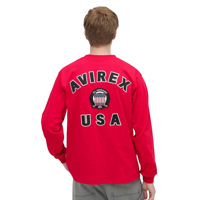 AVIREX SIGNATURE VARSITY LOGO LONGSLEEVE T-SHIRT "RED"  7836930006-100