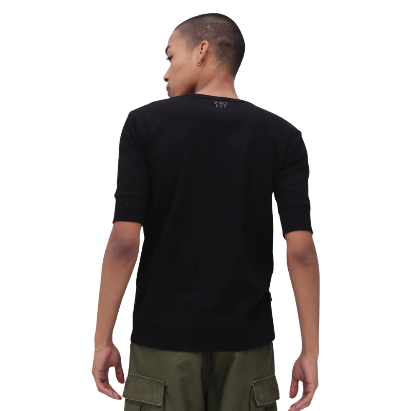 AVIREX DAILY HALF SLEEVE U-NECK T-SHIRT  "BLACK" 7834934024-010