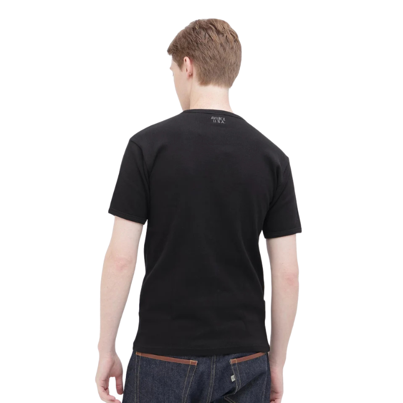 AVIREX DAILY MINI WAFFLE S/S CREW NECK T-SHIRT  "BLACK" 7835934009-010