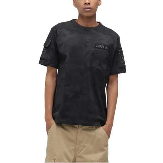 AVIREX FATIGUE S/S T-SHIRT "BLACK CAMO"  7835934010-012