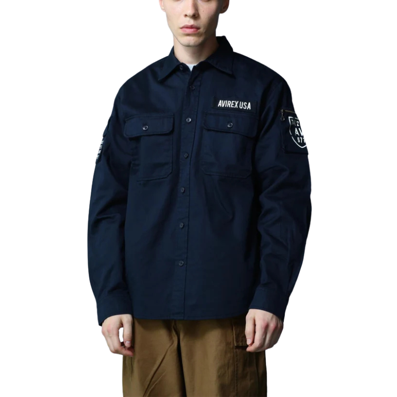 AVIREX BASIC FATIGUE LONG SLEEVE SHIRT  "NAVY" 7836920002-120