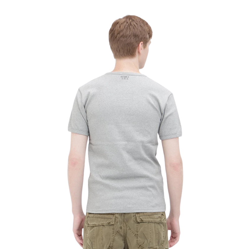AVIREX DAILY RIB S/S V-NECK T-SHIRT  "GRAY" 7835934005-020