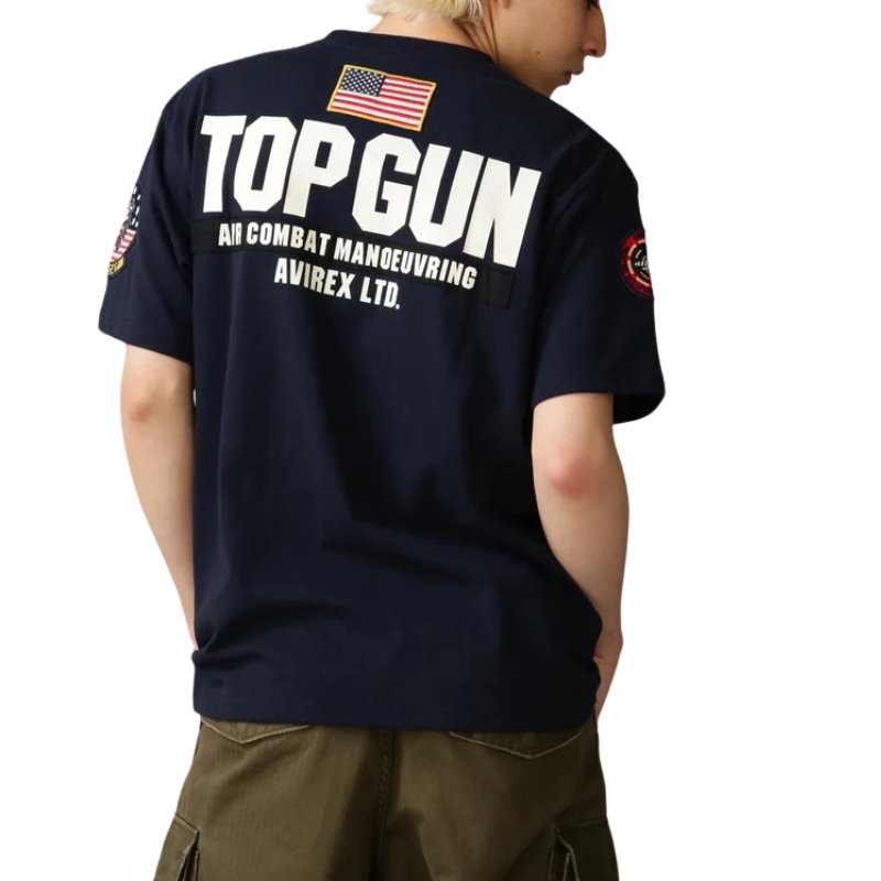 AVIREX TOP GUN PATCH & PRINT T-SHIRT "NAVY"  7833934013-120