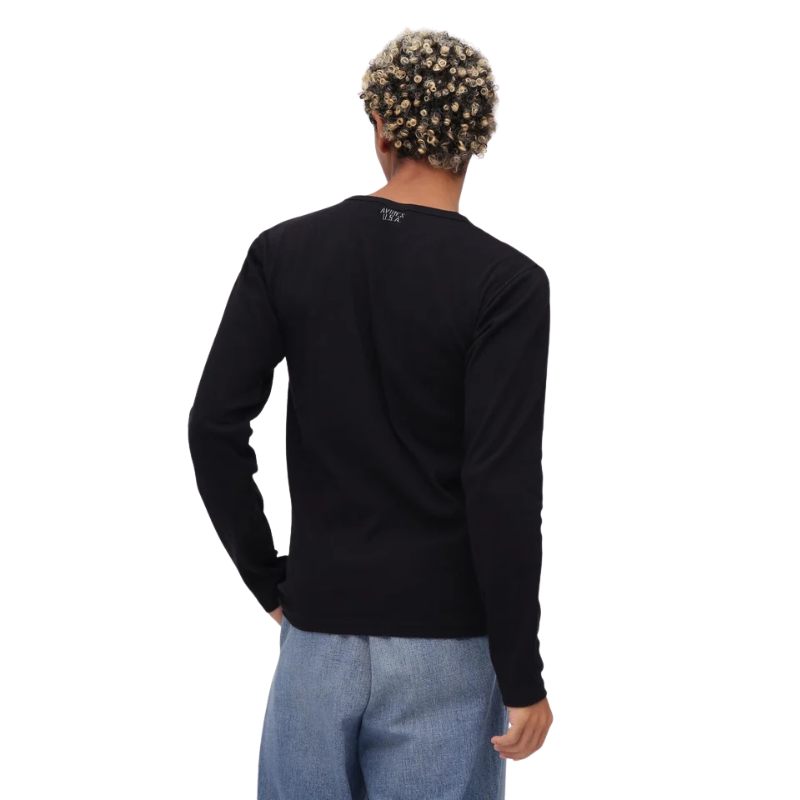 AVIREX DAILY RIB L/S V-NECK T-SHIRT  "BLACK" 7834930018-010