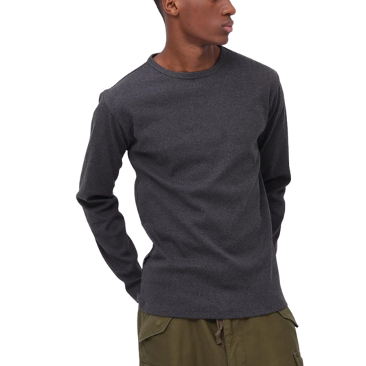 AVIREX DAILY RIB L/S CREW NECK T-SHIRT  "CHARCOAL" 7834930019-410