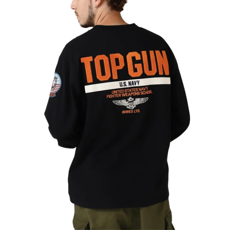 AVIREX LONG SLEEVE T-SHIRT TOPGUN "BLACK"  7833930017-010