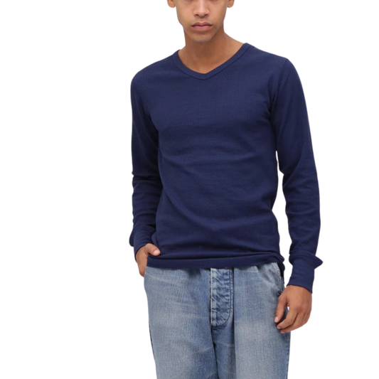 AVIREX DAILY RIB L/S V-NECK T-SHIRT  "ROYAL" 7834930018-440