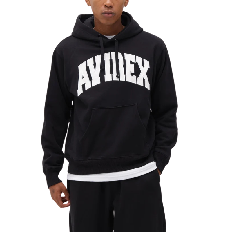 AVIREX DAILY PULLOVER SWEAT PARKA LOGO  "BLACK"7833931006-010