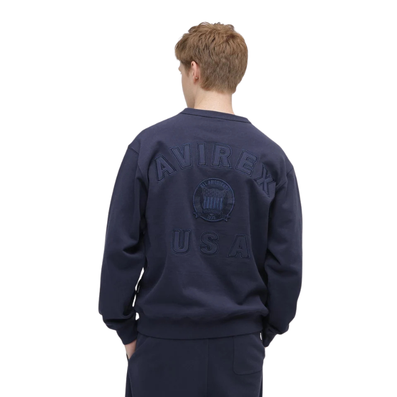 AVIREX SIGNATURE VARSITY LOGO CREWNECK SWEAT "NAVY" 7836932001-120