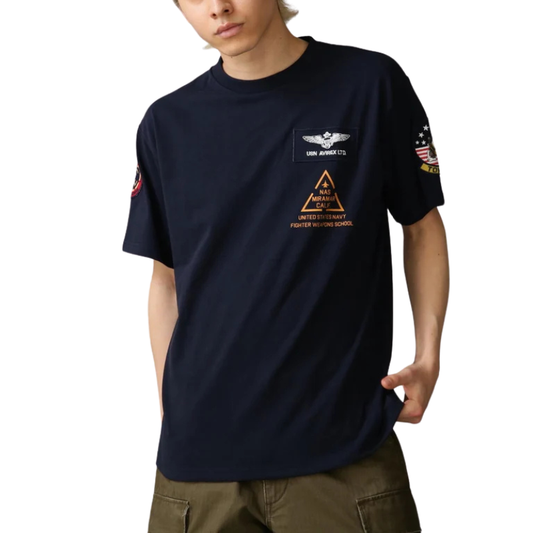 AVIREX TOP GUN PATCH & PRINT T-SHIRT "NAVY"  7833934013-120
