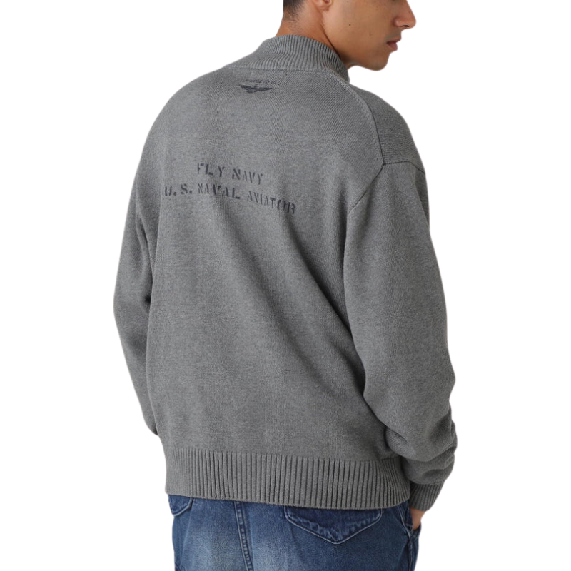 AVIREX NAVAL STAND COLLAR ZIP KNIT JACKET "OXFORD"  7833930012-382