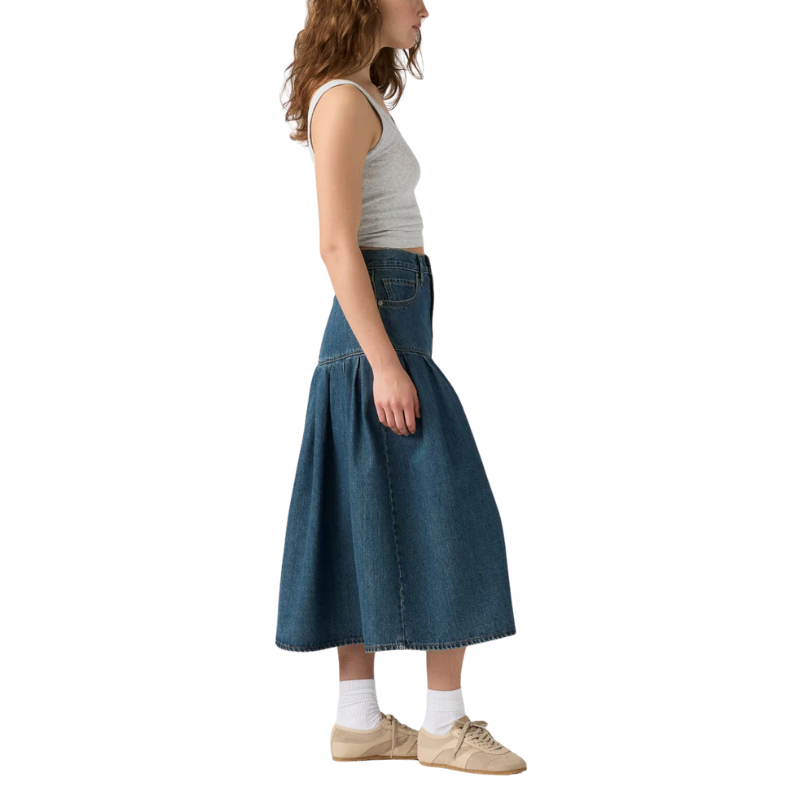 Levi’s YOKED PLEATED SKIRT "MEDIUM INDIGO" 0089T-0004